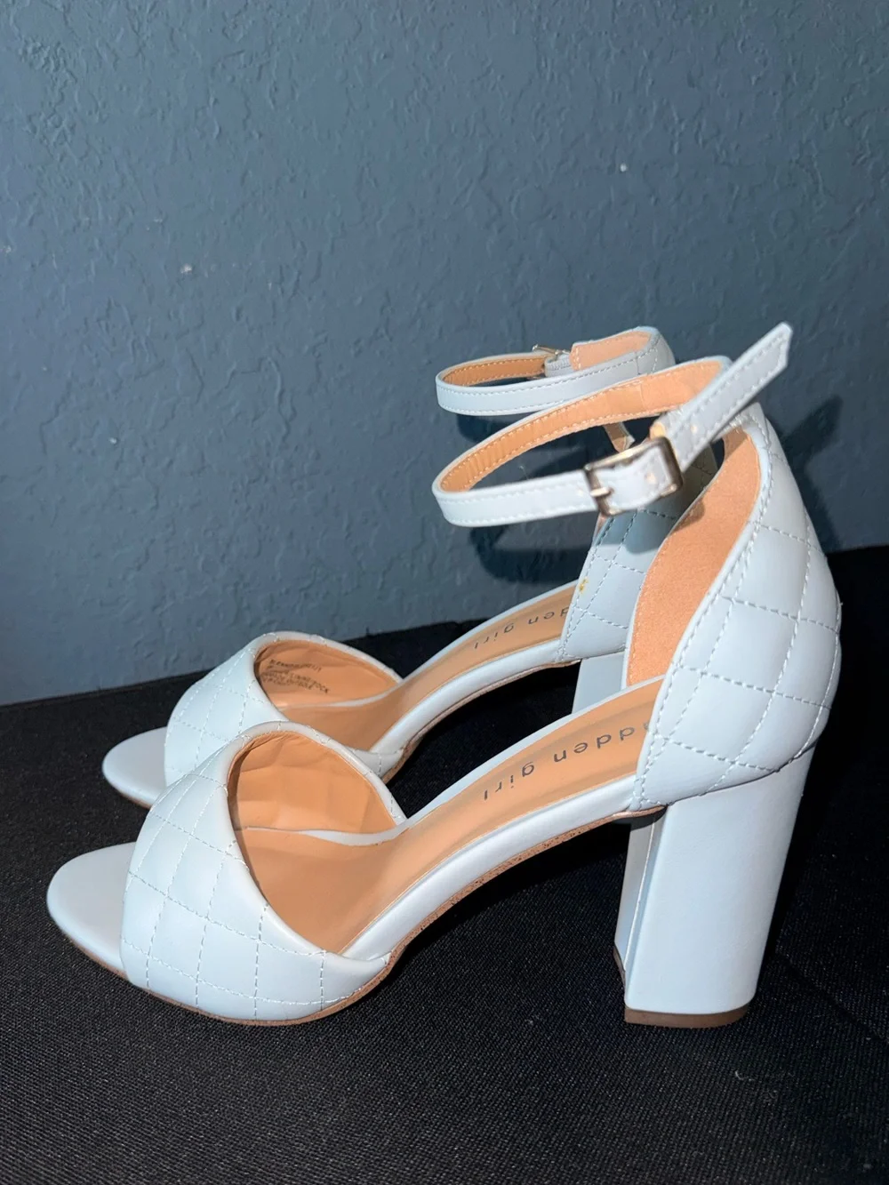 Madden Girl Baby Blue Quilted Block Heel